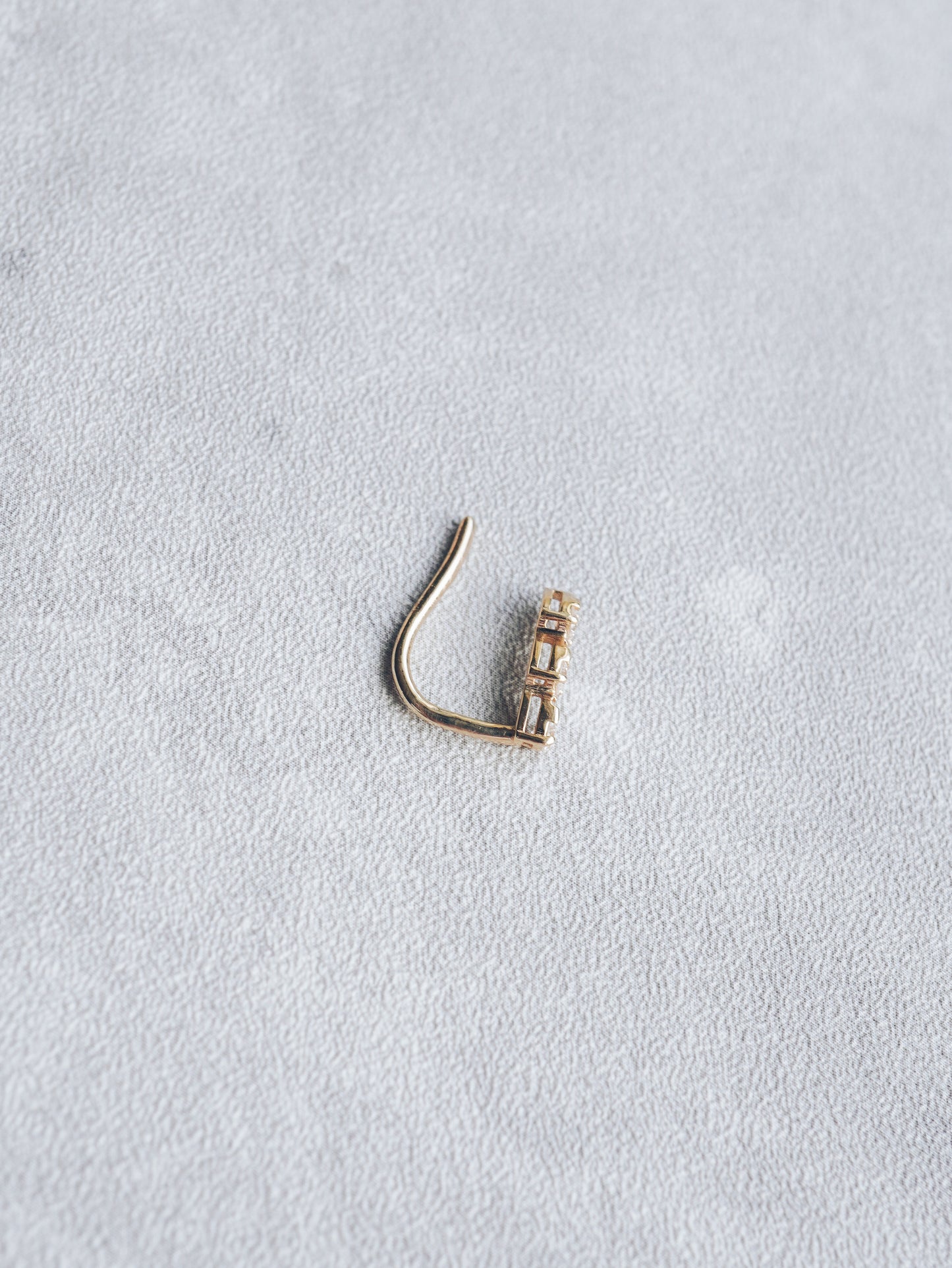 Minimal Diamond Climber Hook Earring