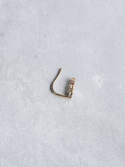 Minimal Diamond Climber Hook Earring