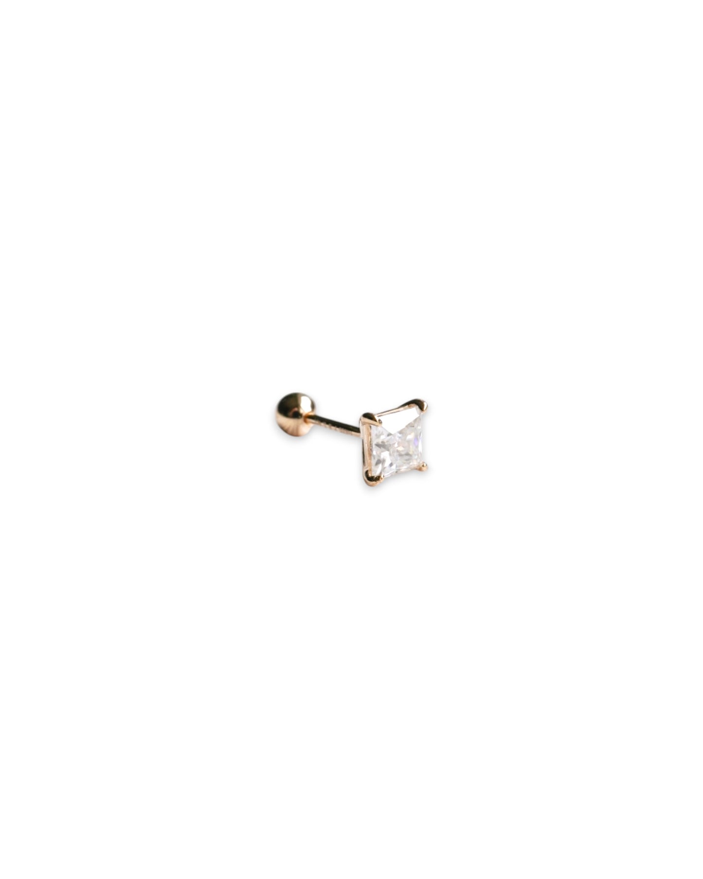 Radiant Cut Moissanite Screw Back Stud