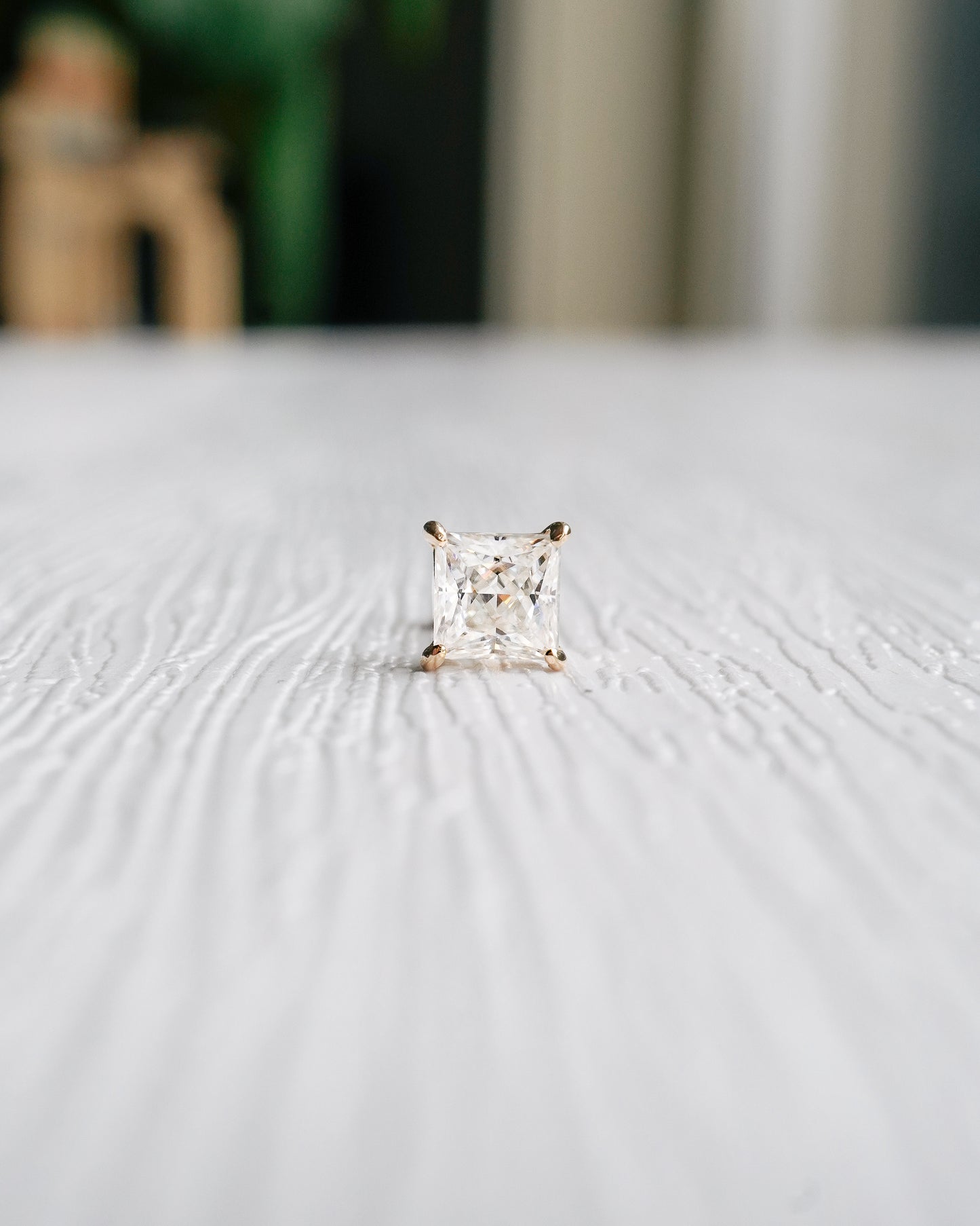 Radiant Cut Moissanite Screw Back Stud