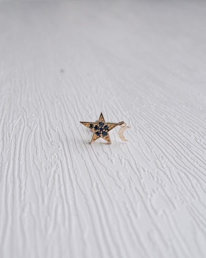 Star Moon Screw Back Stud