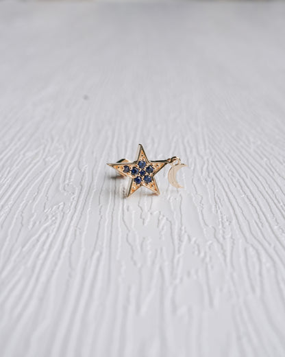 Star Moon Screw Back Stud