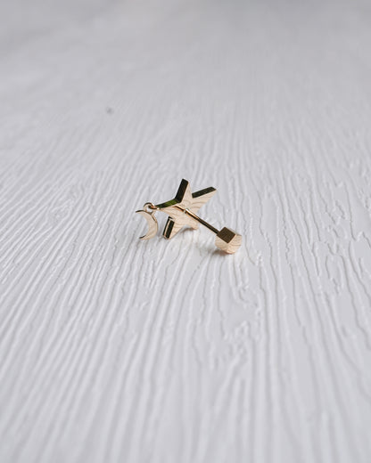 Star Moon Screw Back Stud