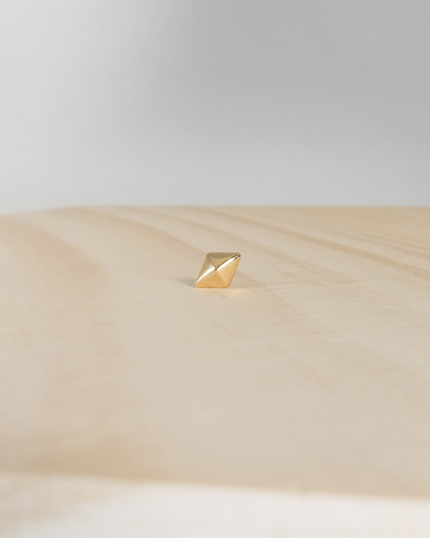 Single 3D Diamond Shape Gold Stud