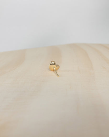 Single 3D Heart Gold Stud