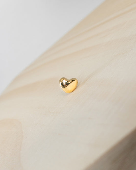 Single 3D Heart Gold Stud
