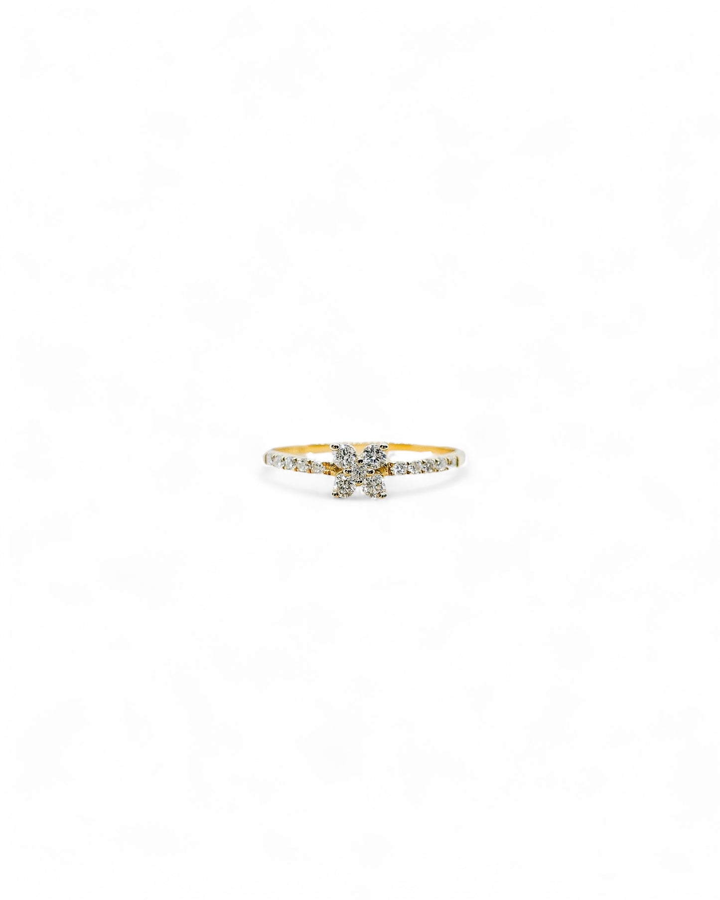 delicate pavé diamond flower ring