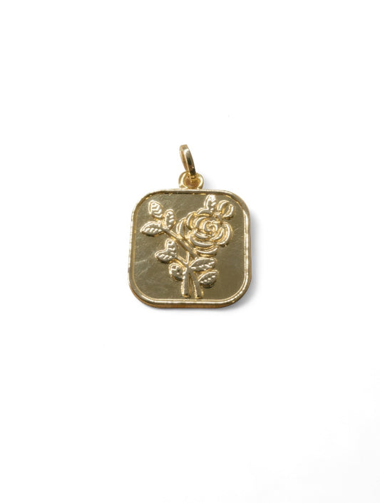 Rose Medallion Coin Charm Pendant