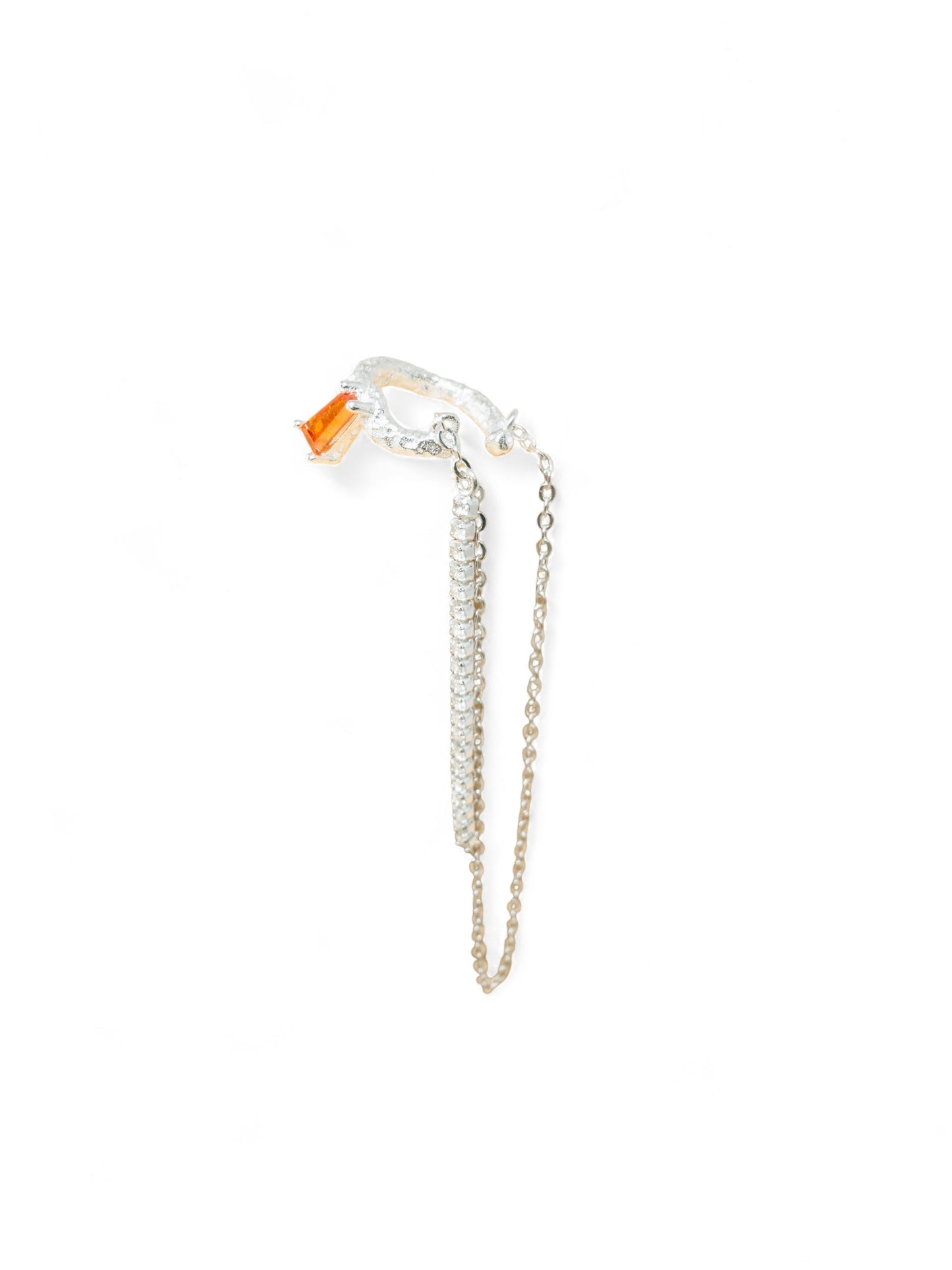 Tangerine stone dangled ear cuff