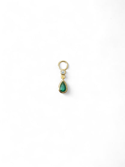 Green Tear Drop Dangle Hoop Charm