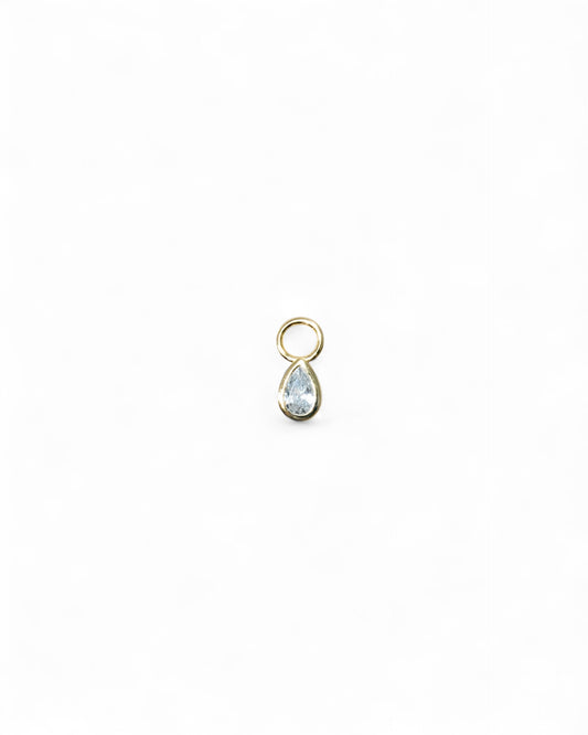 Single Tear Drop Bezel Hoop Charm