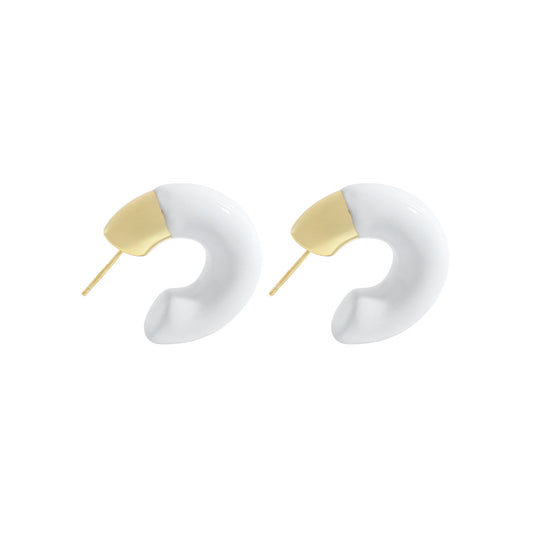Minimal Oversized White Half Hoop Earrings
