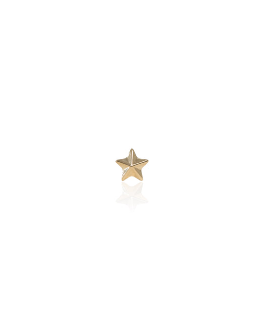 Single 3D Geometric Star Gold Stud