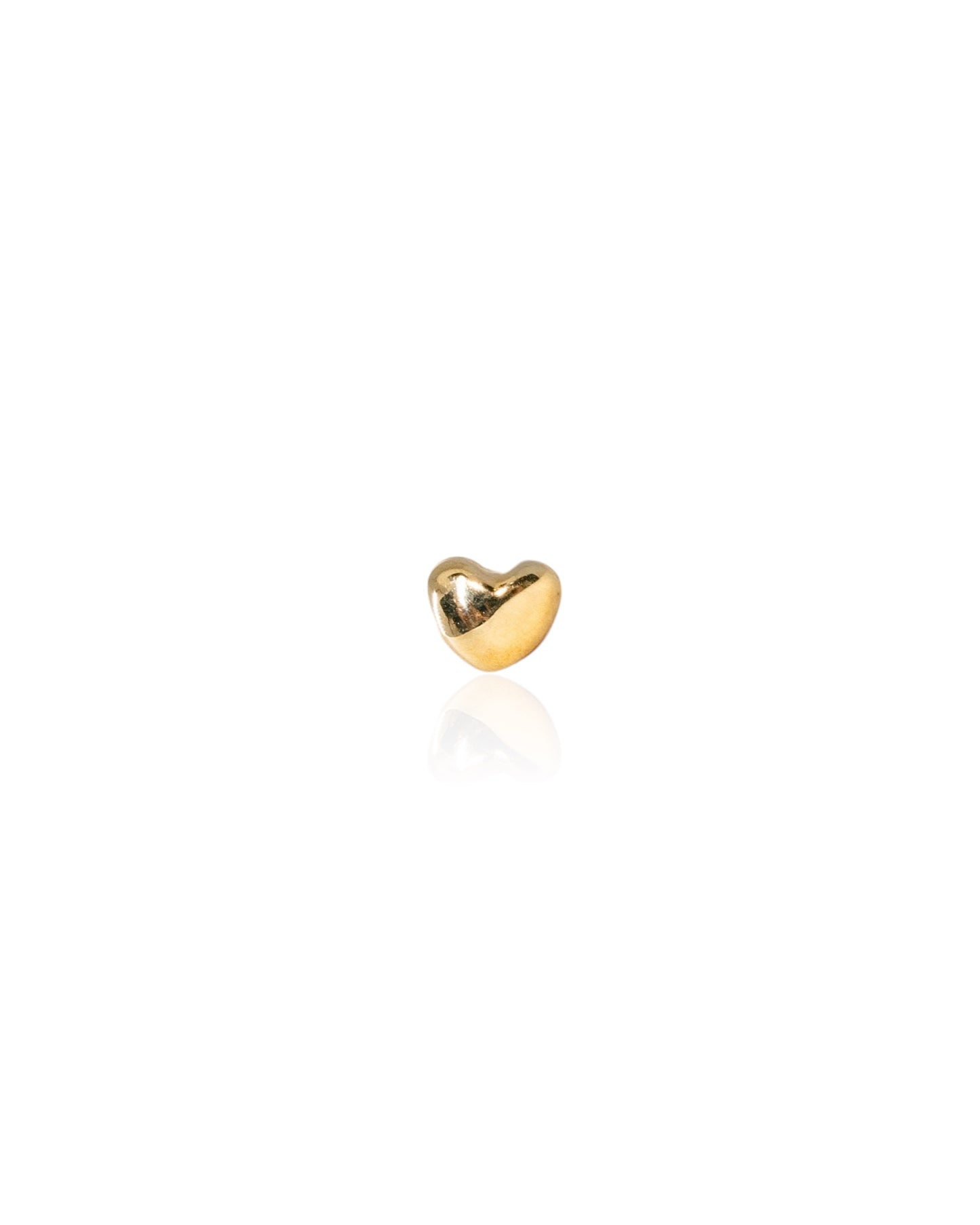 Single 3D Heart Gold Stud