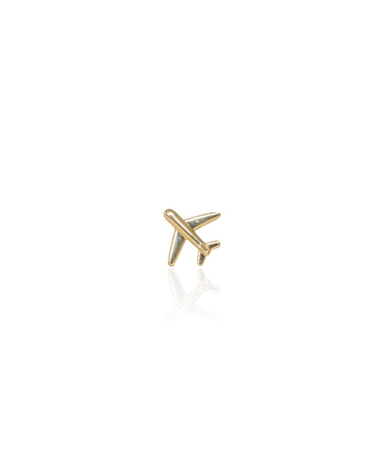 Single 3D Plane Gold Stud