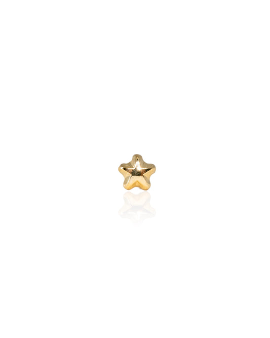 Single 3D Roundish Star Gold Stud