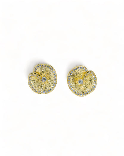 Pavé Zirconia Leaf Stud Earrings