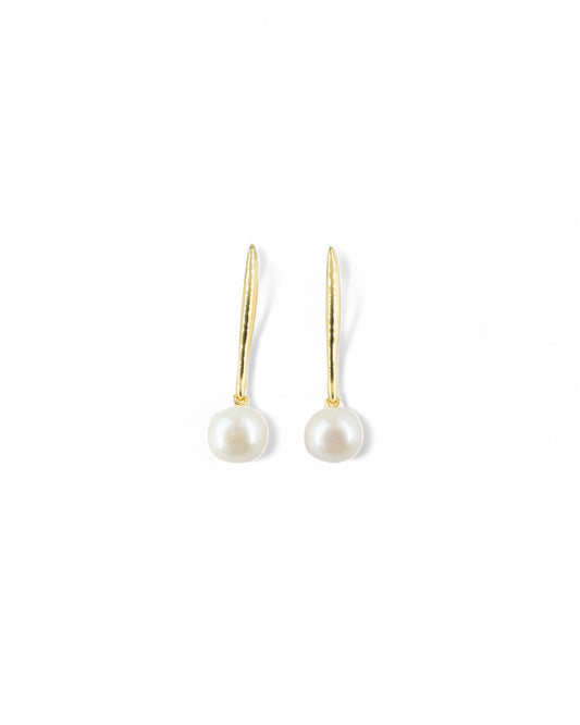 Minimal Linear Pearl Drop Earrings