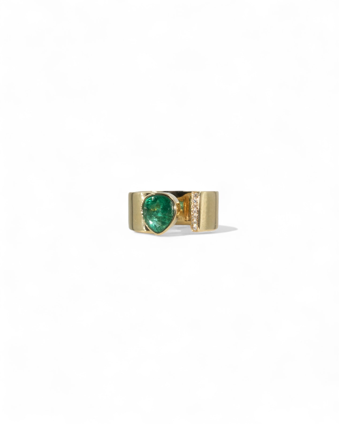 Pear Shape Emerald Pavé Diamond Statement Cuff Ring