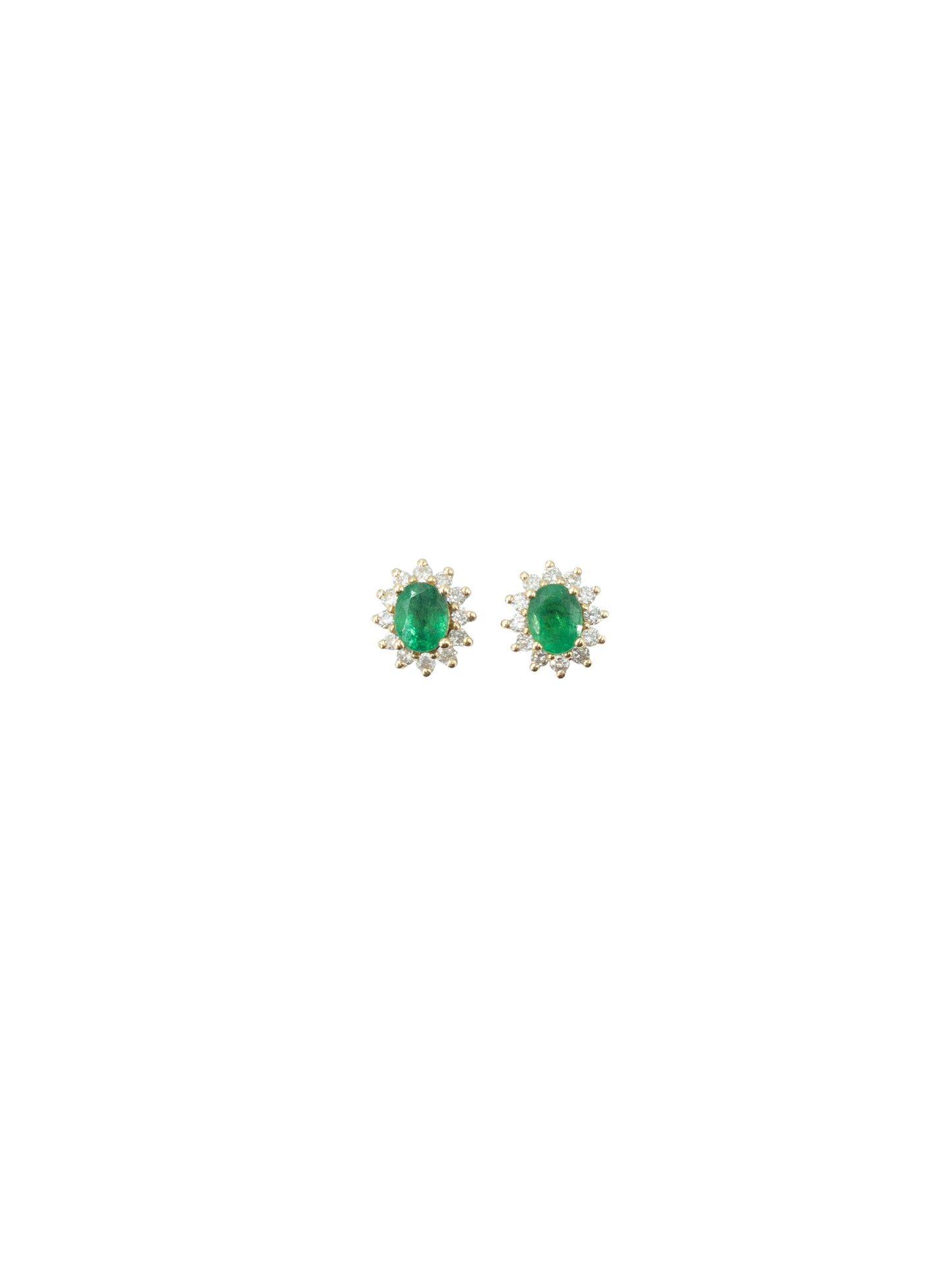 Emerald Pavé Diamond Flower Halo Studs