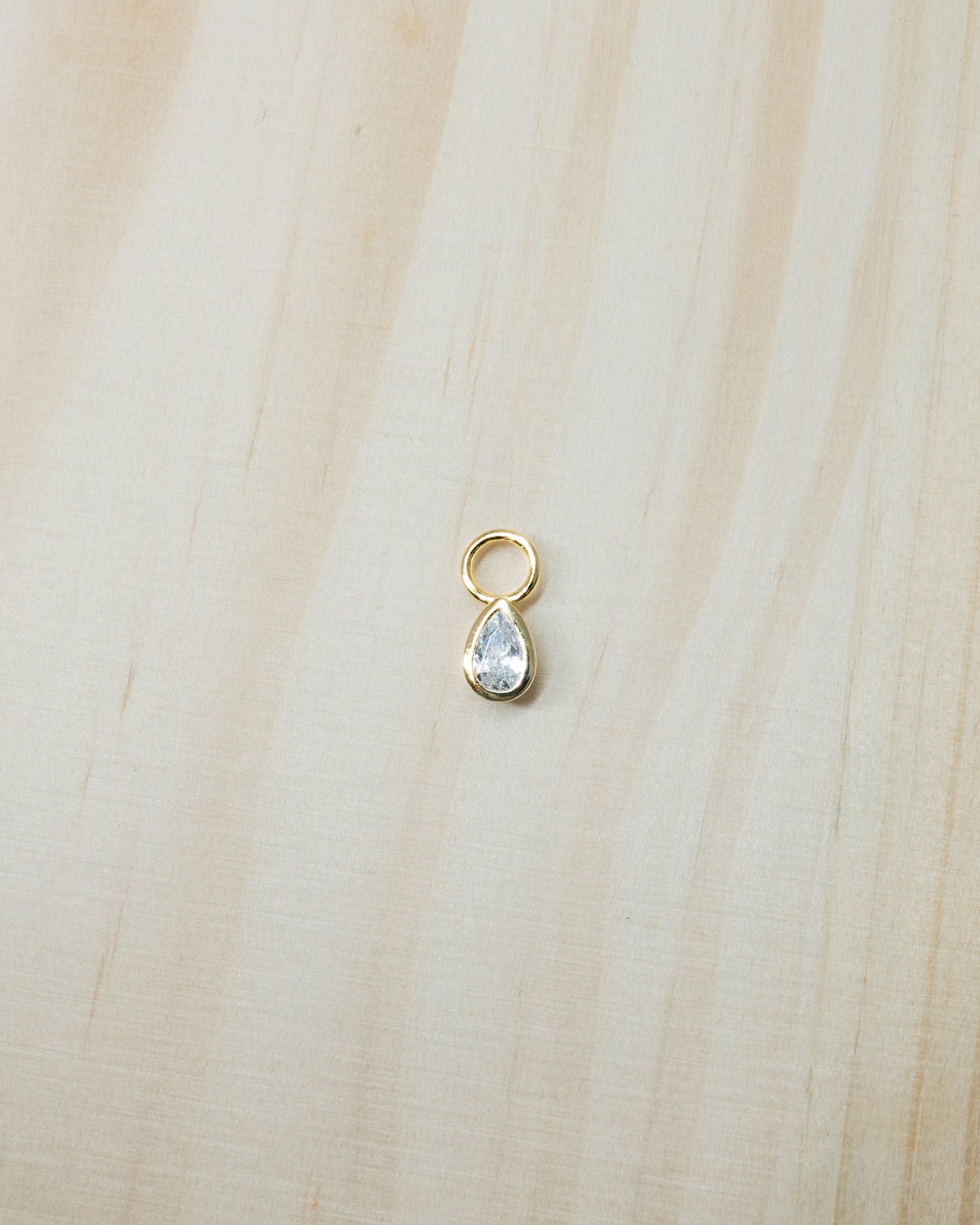 Single Tear Drop Bezel Hoop Charm