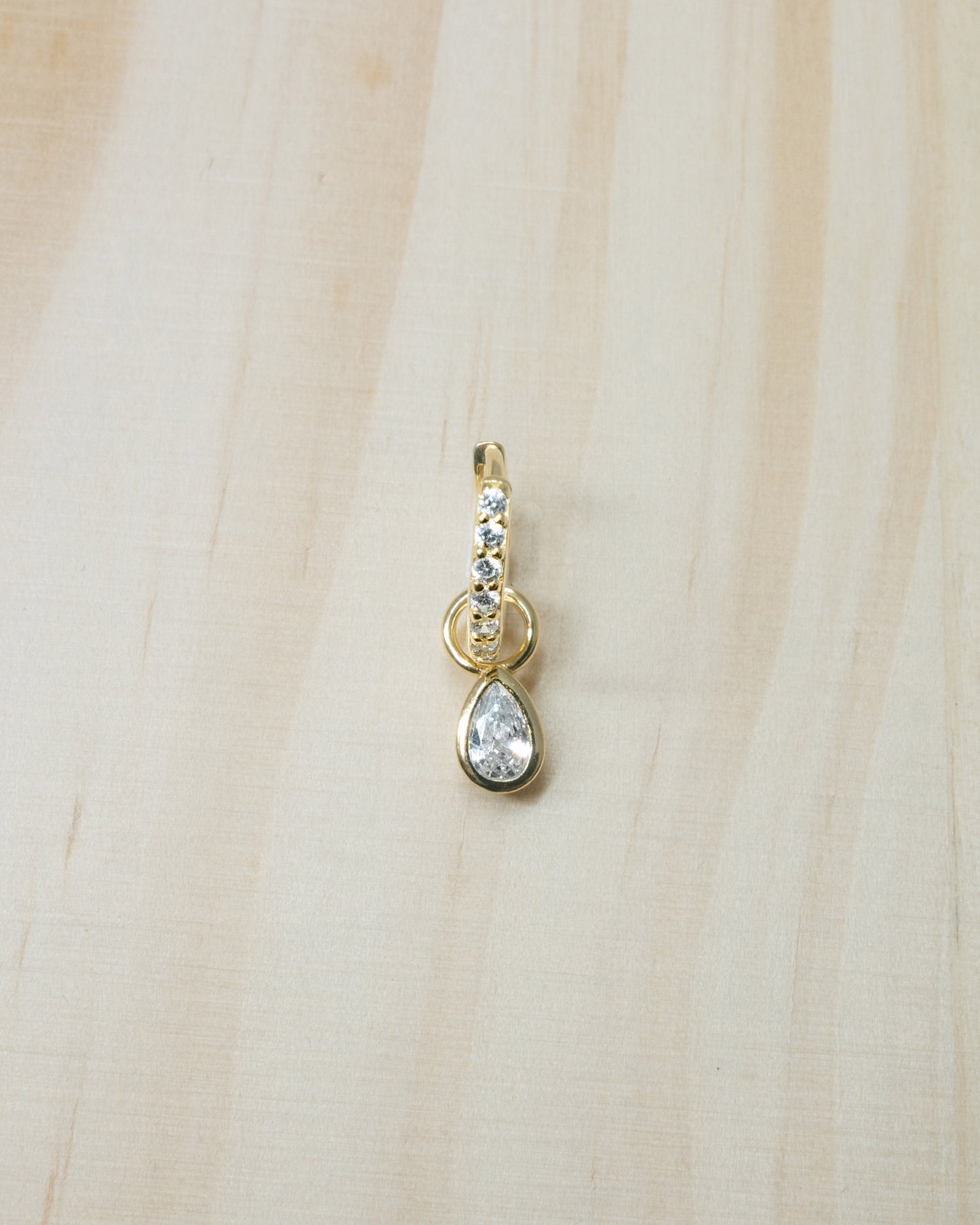 Single Tear Drop Bezel Hoop Charm