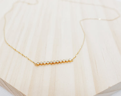 beaded diamond bar necklace
