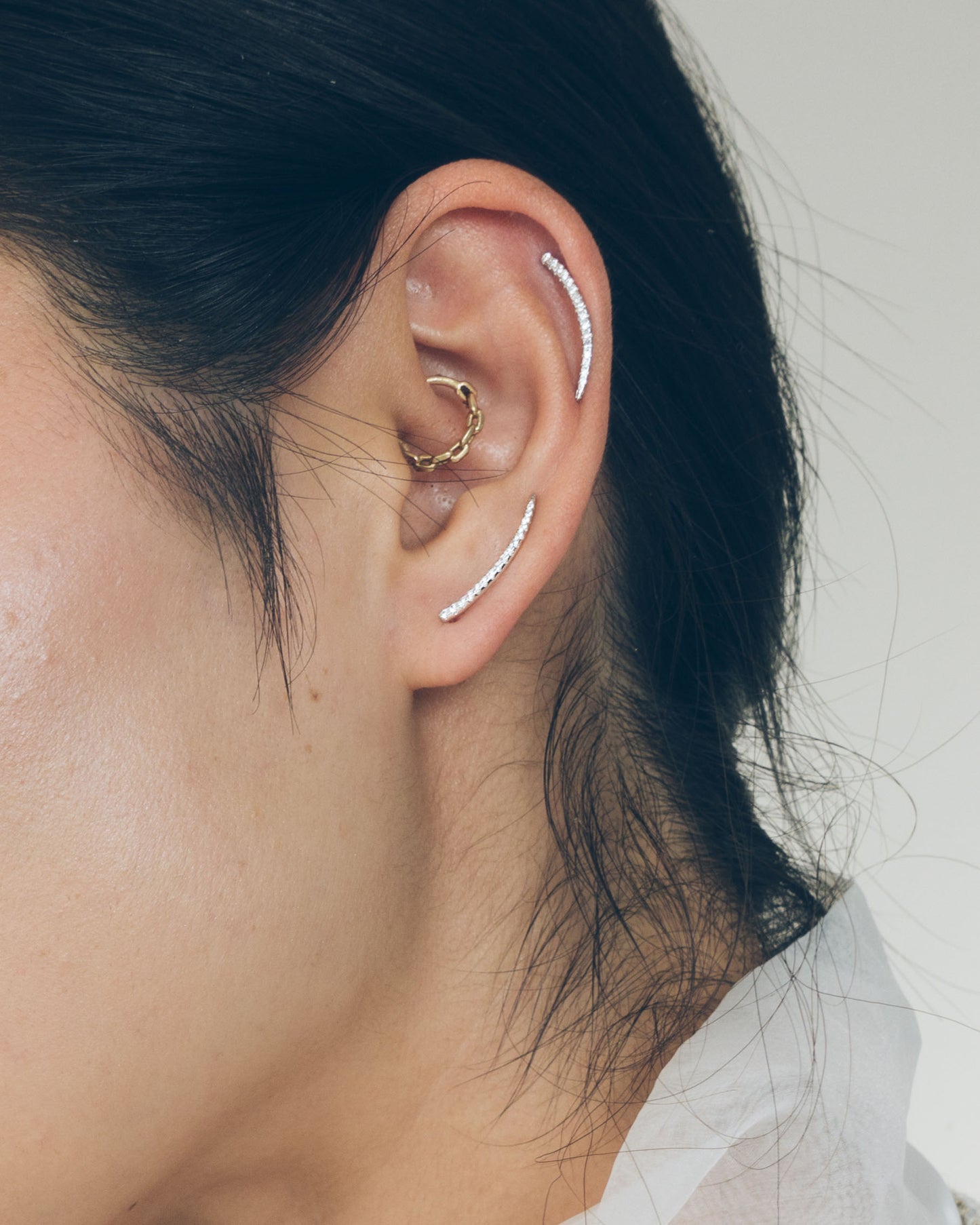 Minimal Pavé Zircon Climber Earring