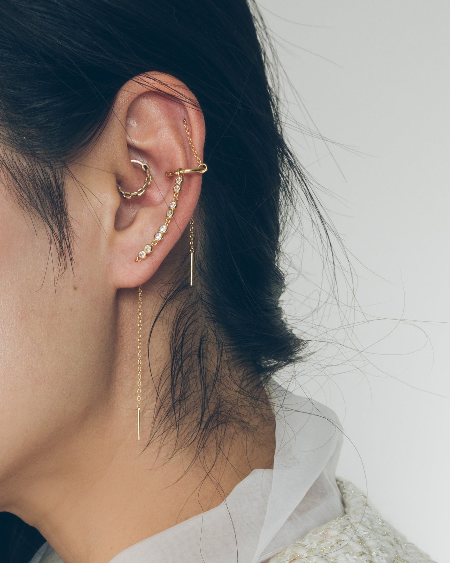 Ear Cuff with Two-Chain Threaders