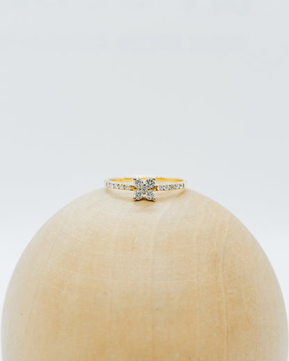 delicate pavé diamond flower ring