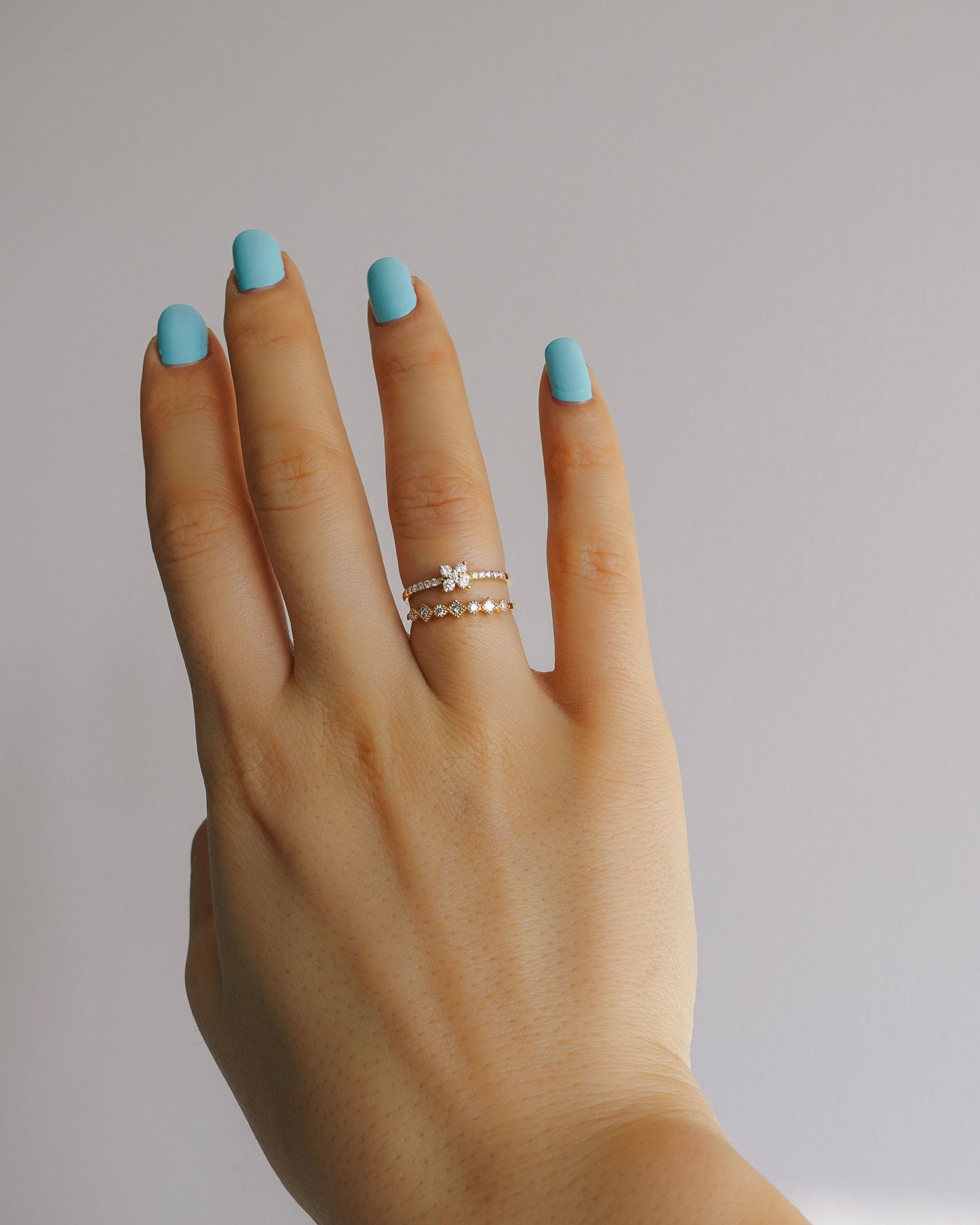 delicate pavé diamond flower ring