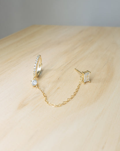 Single Studded Chain Hoop Earring