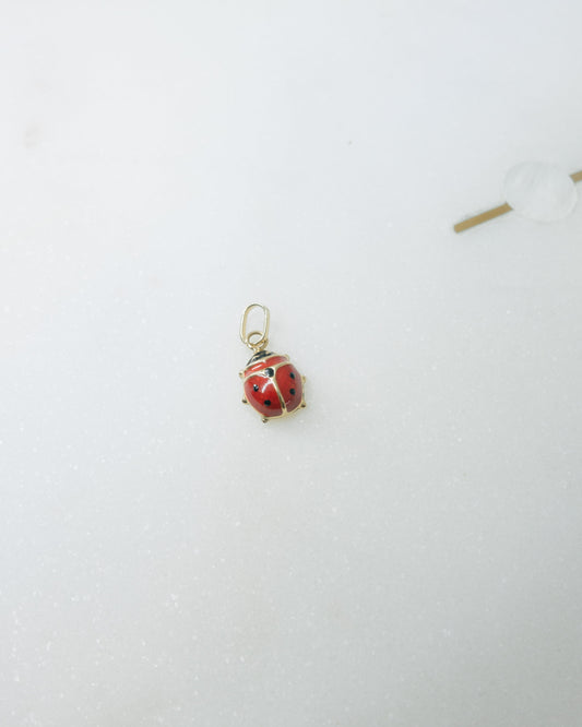 Mini Enamel Red Ladybug Pendant
