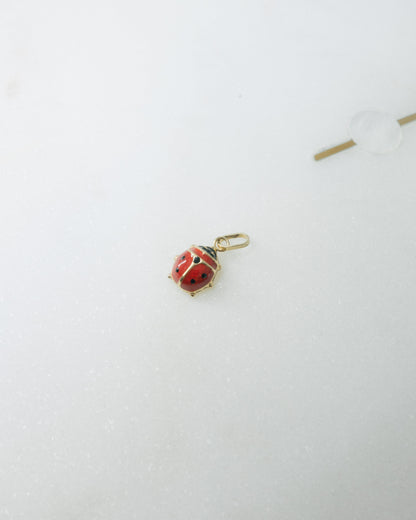 Mini Enamel Red Ladybug Pendant