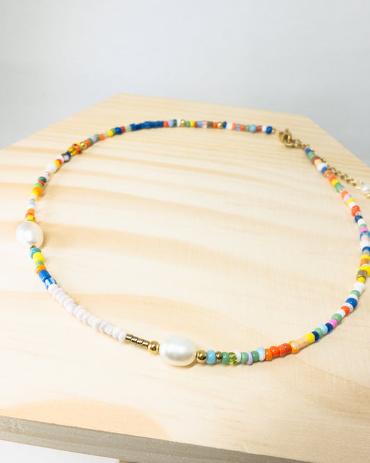 "Kaia" multicolour beaded necklace