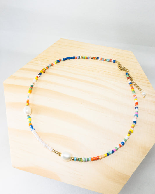 "Kaia" multicolour beaded necklace