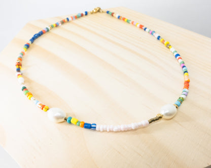 "Kaia" multicolour beaded necklace