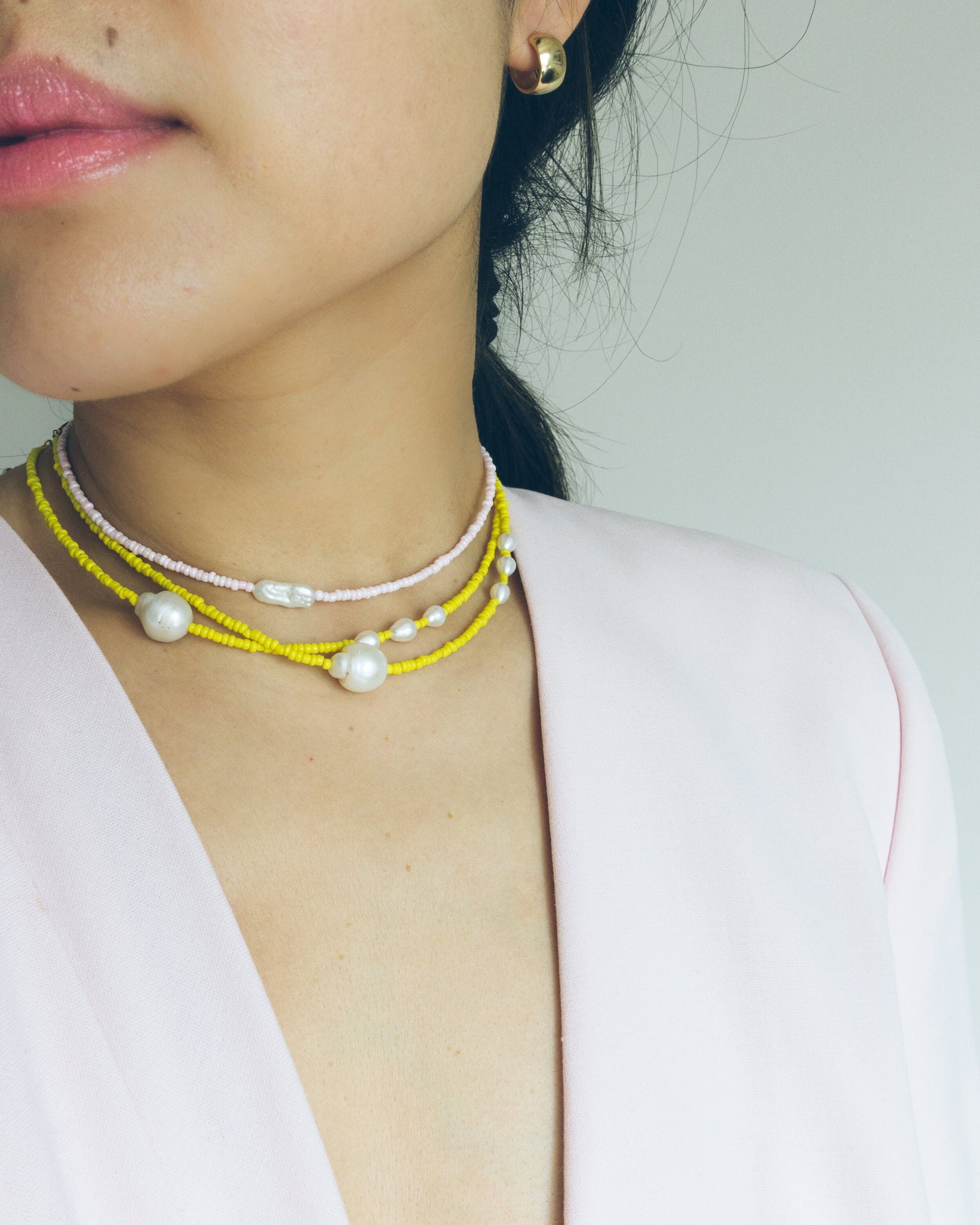 "Maraja" yellow beaded baroque pearl necklace