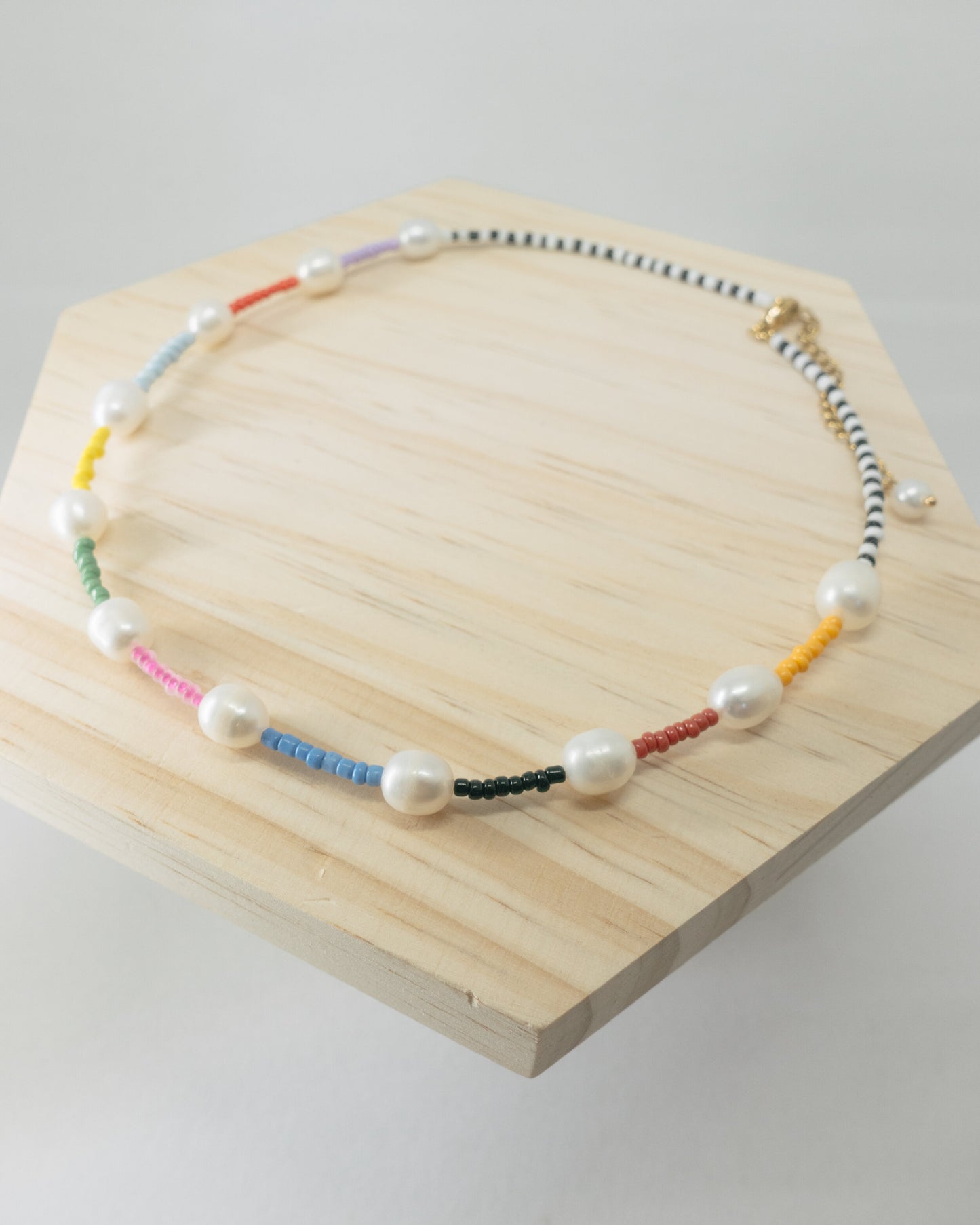 "Alex" freshwater pearl rainbow beads necklace