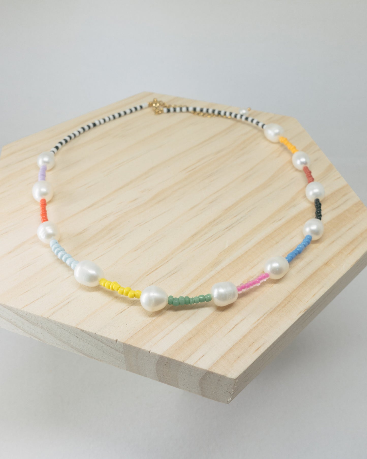 "Alex" freshwater pearl rainbow beads necklace