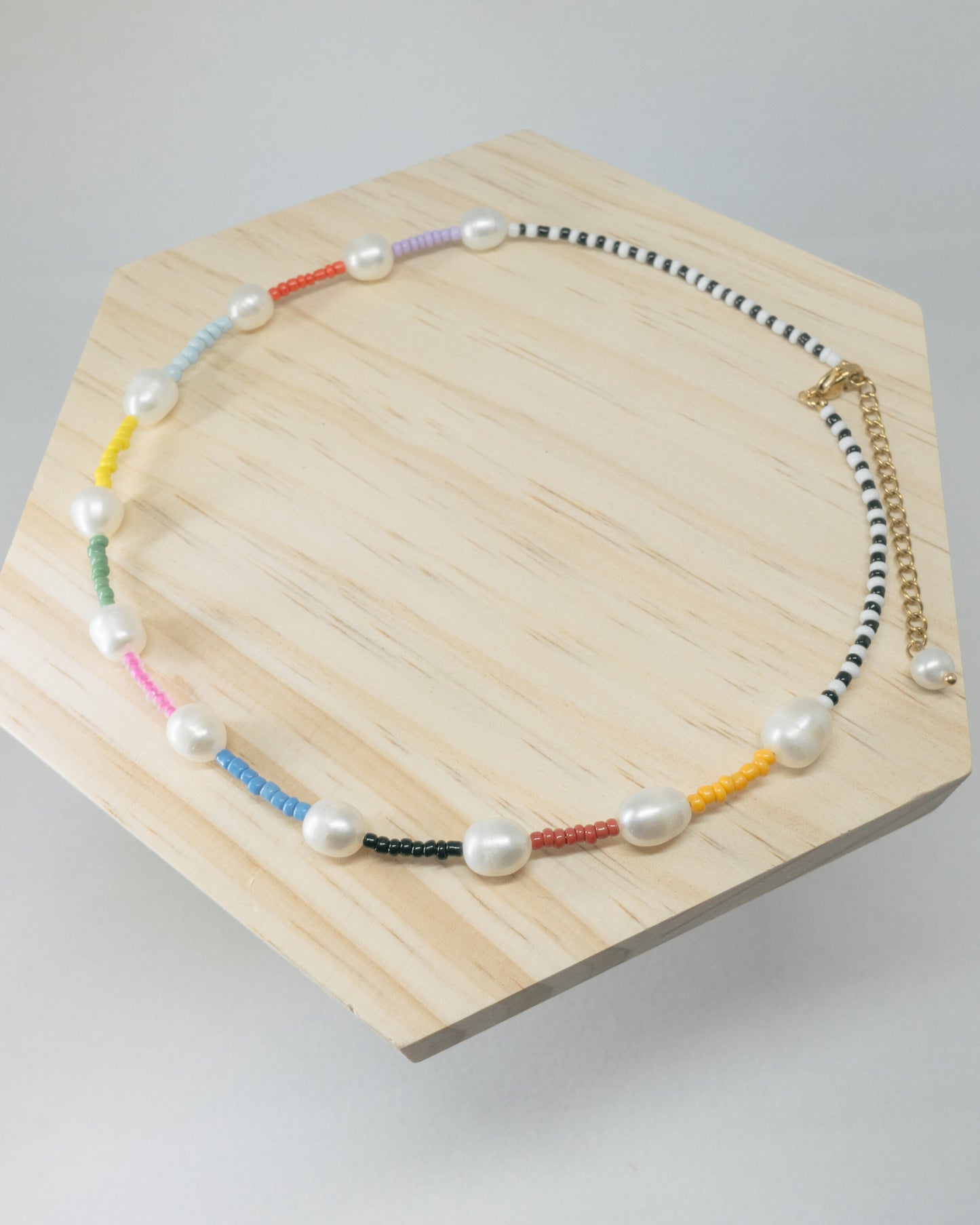 "Alex" freshwater pearl rainbow beads necklace