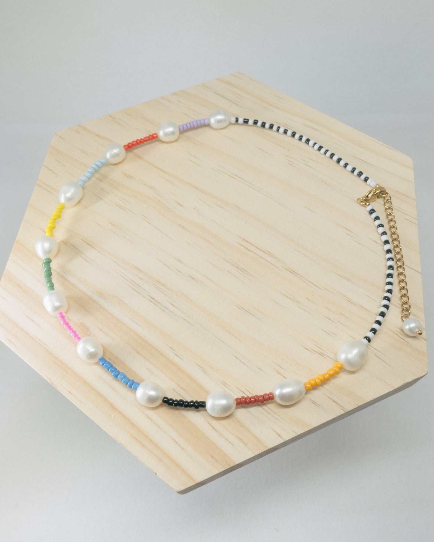 "Alex" freshwater pearl rainbow beads necklace