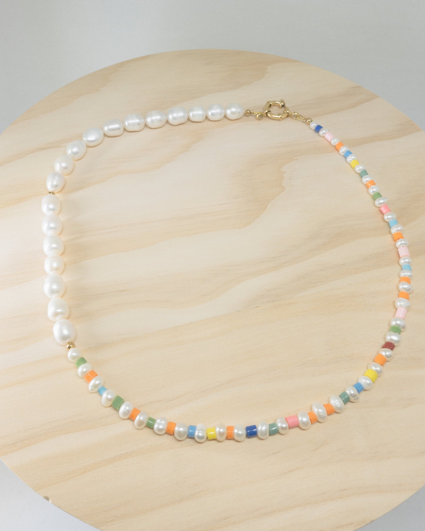 "Elie" rainbow beads and freshwater pearl necklace