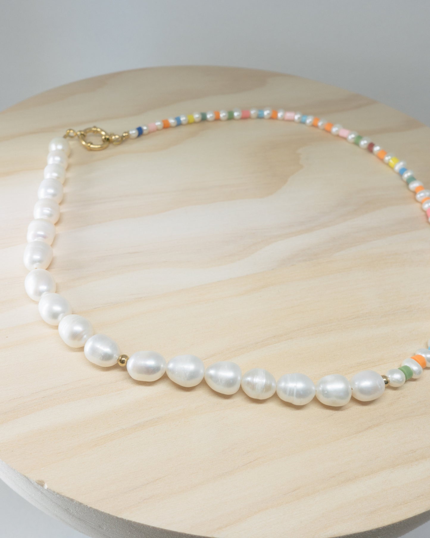 "Elie" rainbow beads and freshwater pearl necklace