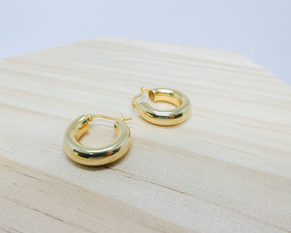 "Cleo" gold vermeil small hollow hoops