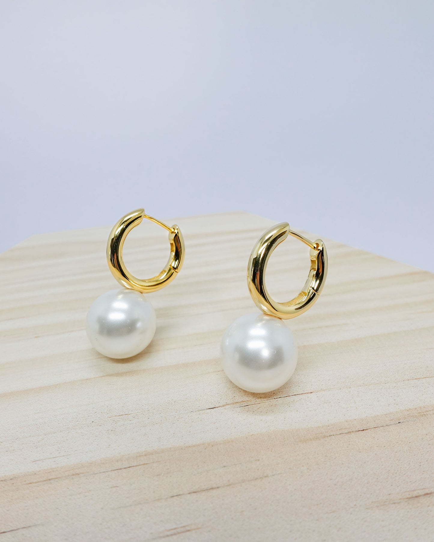 "Juno" oversized pearl hoops