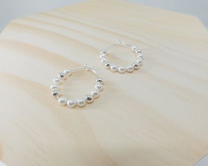 "Yoko" freshwater pearl hoops