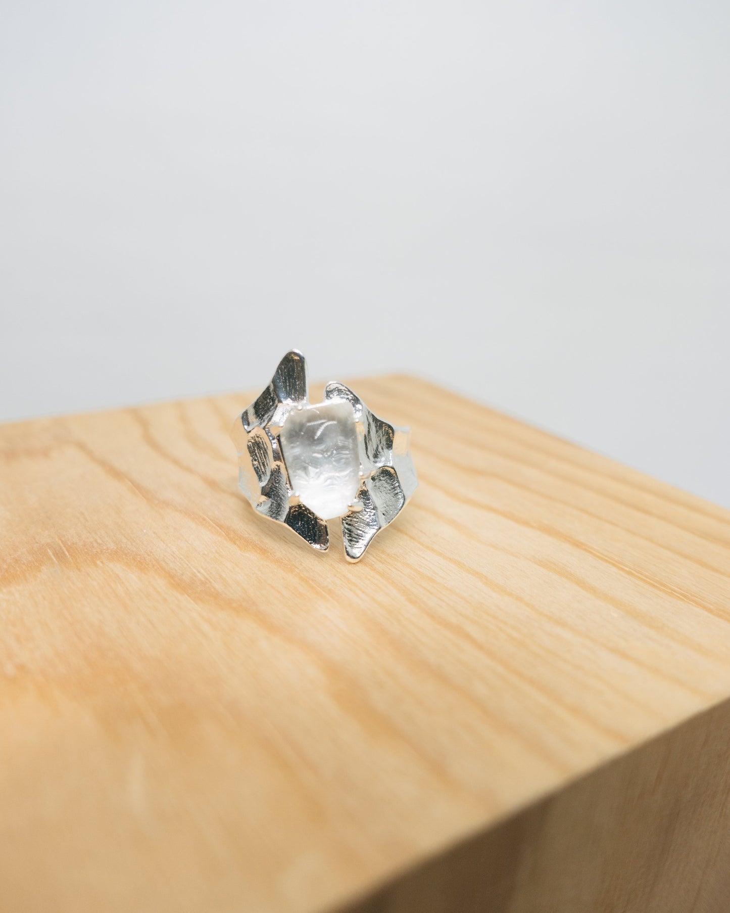 "Willow" hammered crystal ring