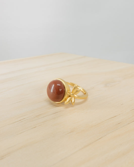 "Monique" red agate dragonfly ring
