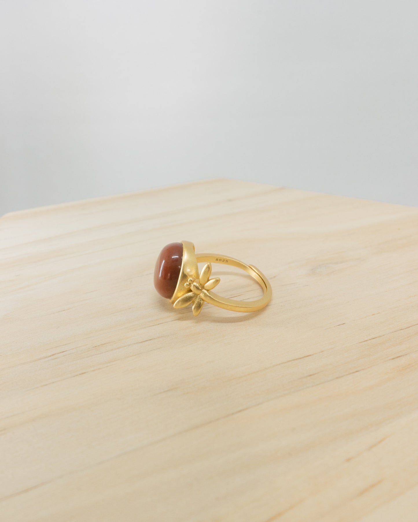 Red Agate Dragonfly Ring